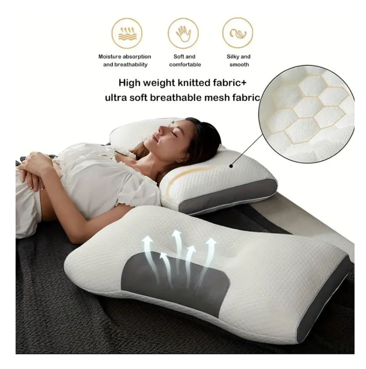🛏️ Kit Almohada Ortopédica + Almohada para Piernas – Descanso y Confort Absoluto