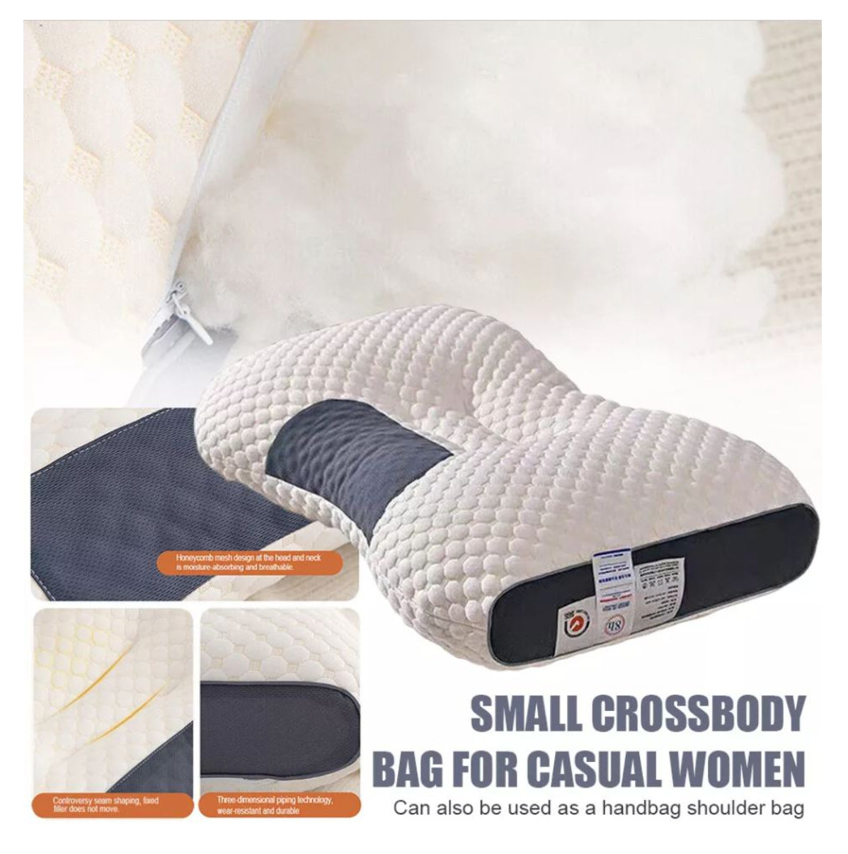 🛏️ Kit Almohada Ortopédica + Almohada para Piernas – Descanso y Confort Absoluto