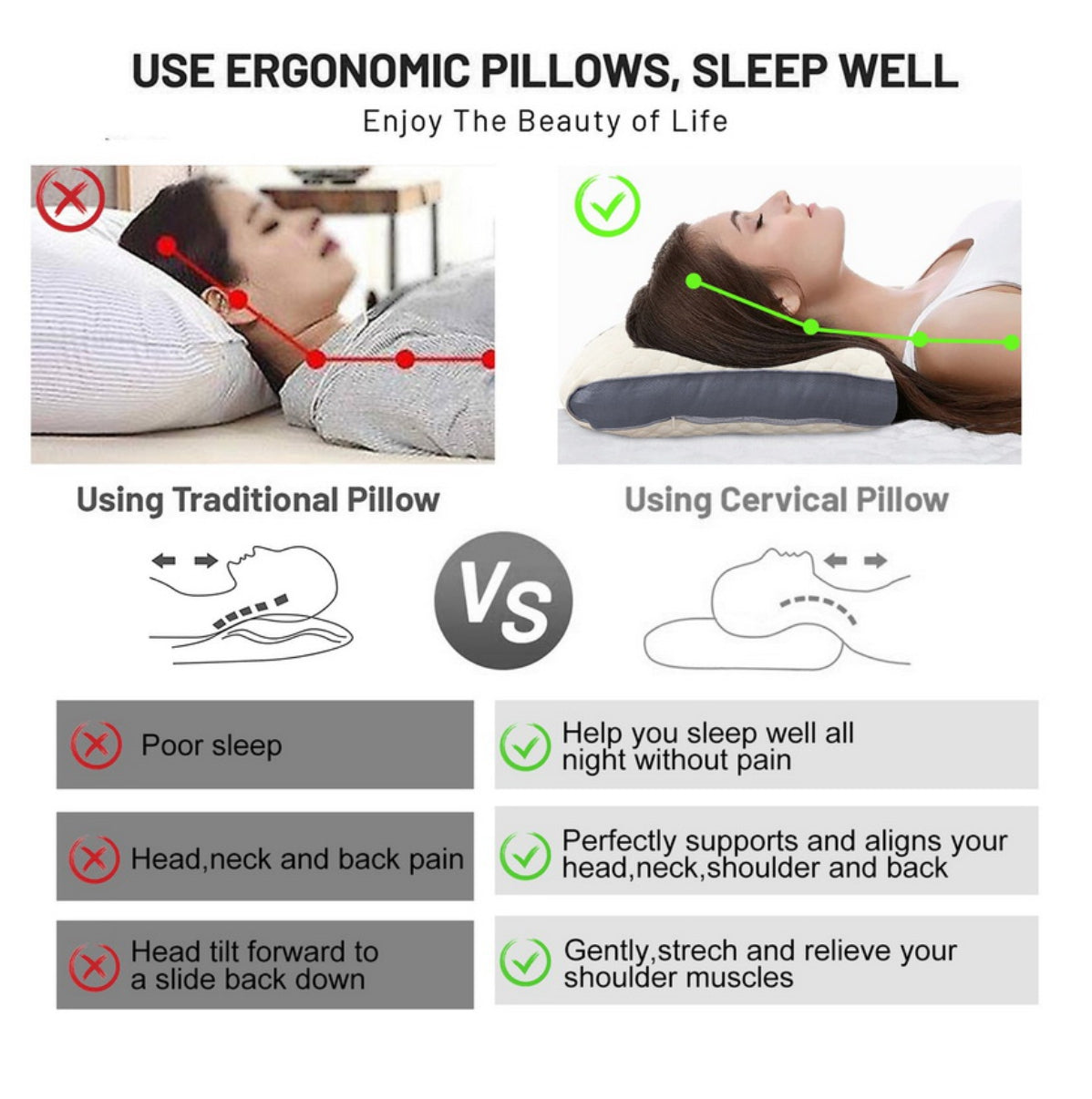 🛏️ Kit Almohada Ortopédica + Almohada para Piernas – Descanso y Confort Absoluto